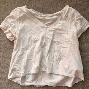 Madewell White V-Neck Short Sleeve Tee